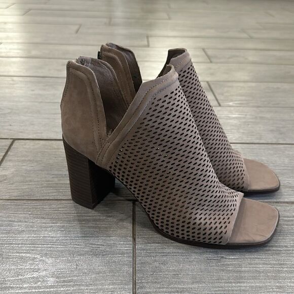 Vince Camuto Katnina Perforated Nubuck Open Toe Booties - Picture 5 of 10